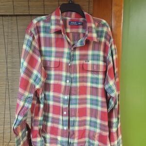 Ralph Lauren Blue Label Red Plaid Casual Button Down Shirt